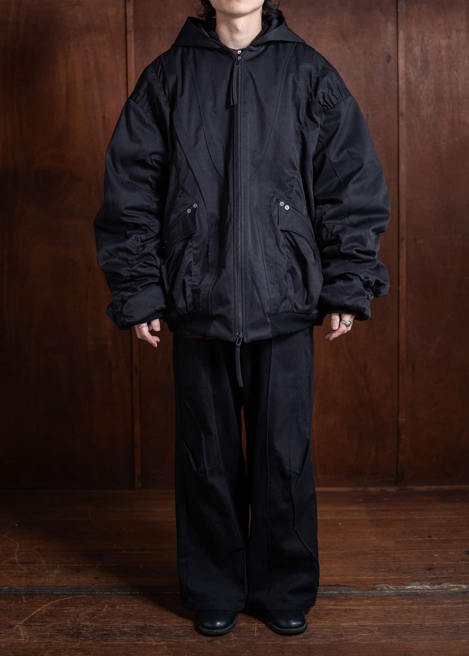 Professor.E Hooded Mega Bomber Black 24FW-PE-JKT-08