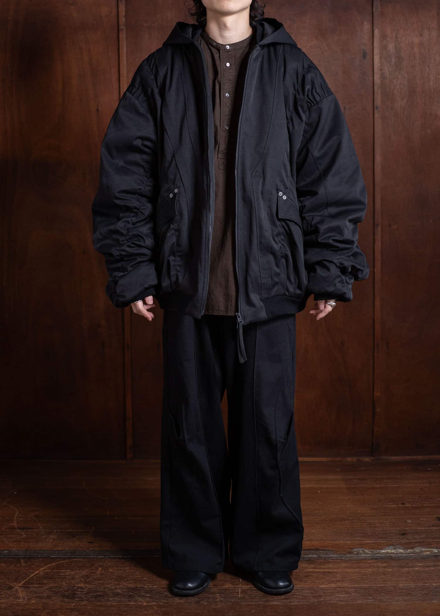 Professor.E Hooded Mega Bomber Black 24FW-PE-JKT-08