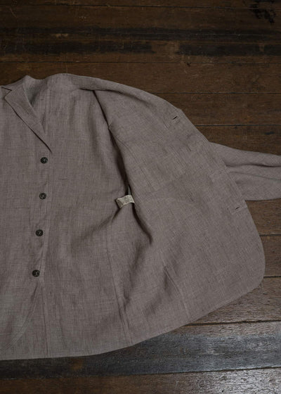 Jurgen Lehl J0162FJM502-うす茶 麻ちぢみ ジャケット うす茶