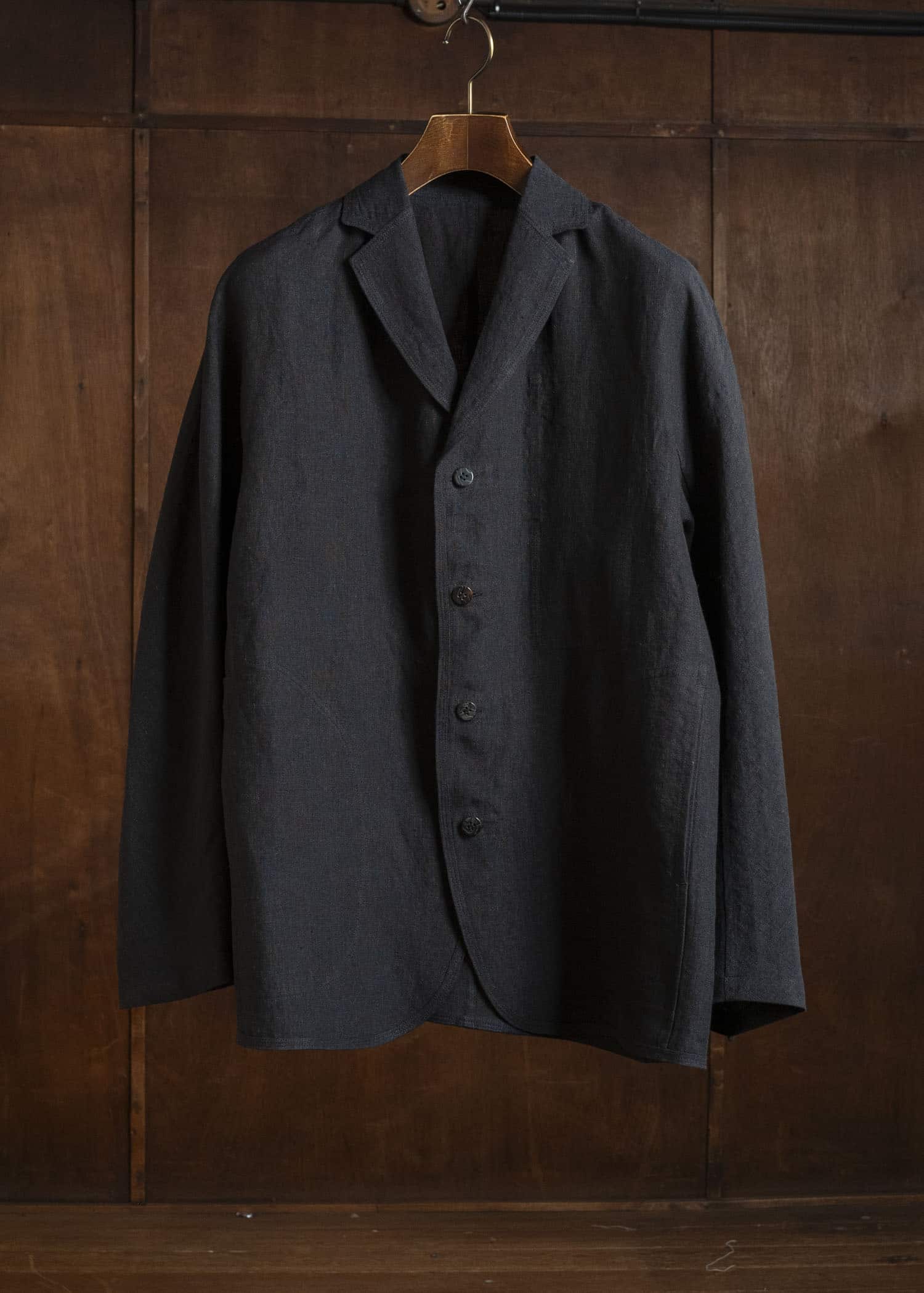 Jurgen Lehl J0162FJM502-黒茶 麻ちぢみ ジャケット 黒茶