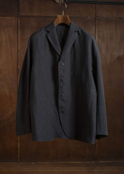 Jurgen Lehl J0162FJM502-黒茶 麻ちぢみ ジャケット 黒茶
