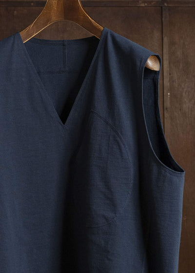 Jurgen Lehl J0162UBM501 - Dark Navy Cotton Slub Jersey Sleeveless Top Dark Navy