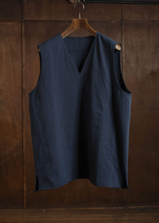 Jurgen Lehl J0162UBM501 - Dark Navy Cotton Slub Jersey Sleeveless Top Dark Navy
