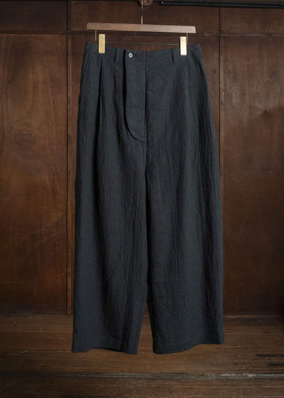 shi shi 26S2P2BK OGRE-wide tapered trousers BK