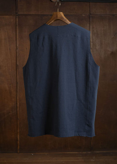 Jurgen Lehl J0162UBM501 - Dark Navy Cotton Slub Jersey Sleeveless Top Dark Navy