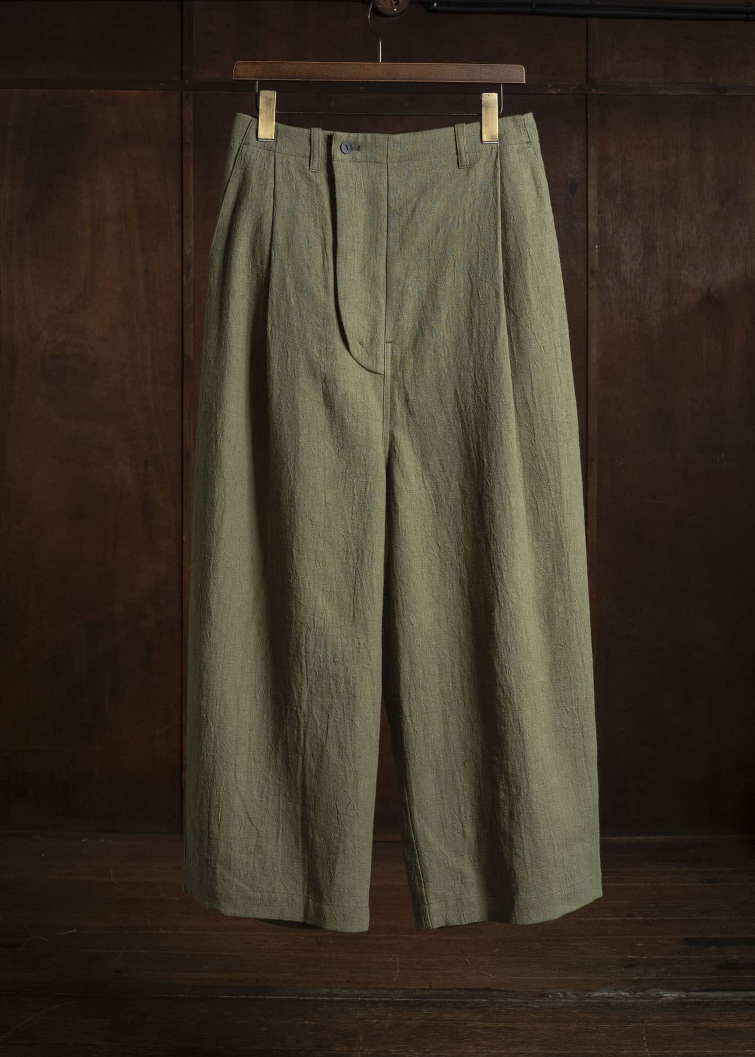 shi shi 26S2P2KH OGRE-wide tapered trousers KH
