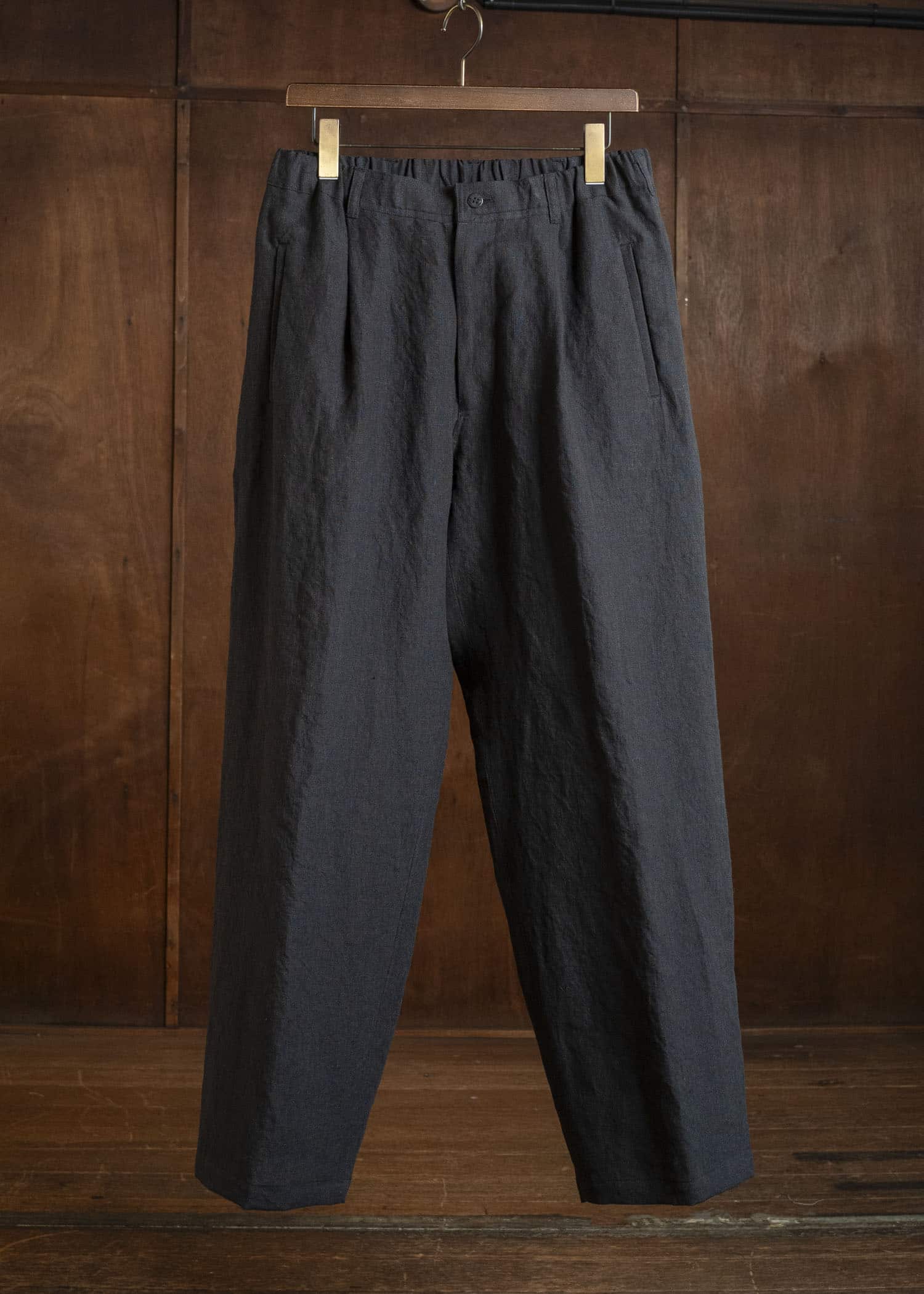 Jurgen Lehl J0162FPM502-黒茶 麻ちぢみパンツ 黒茶