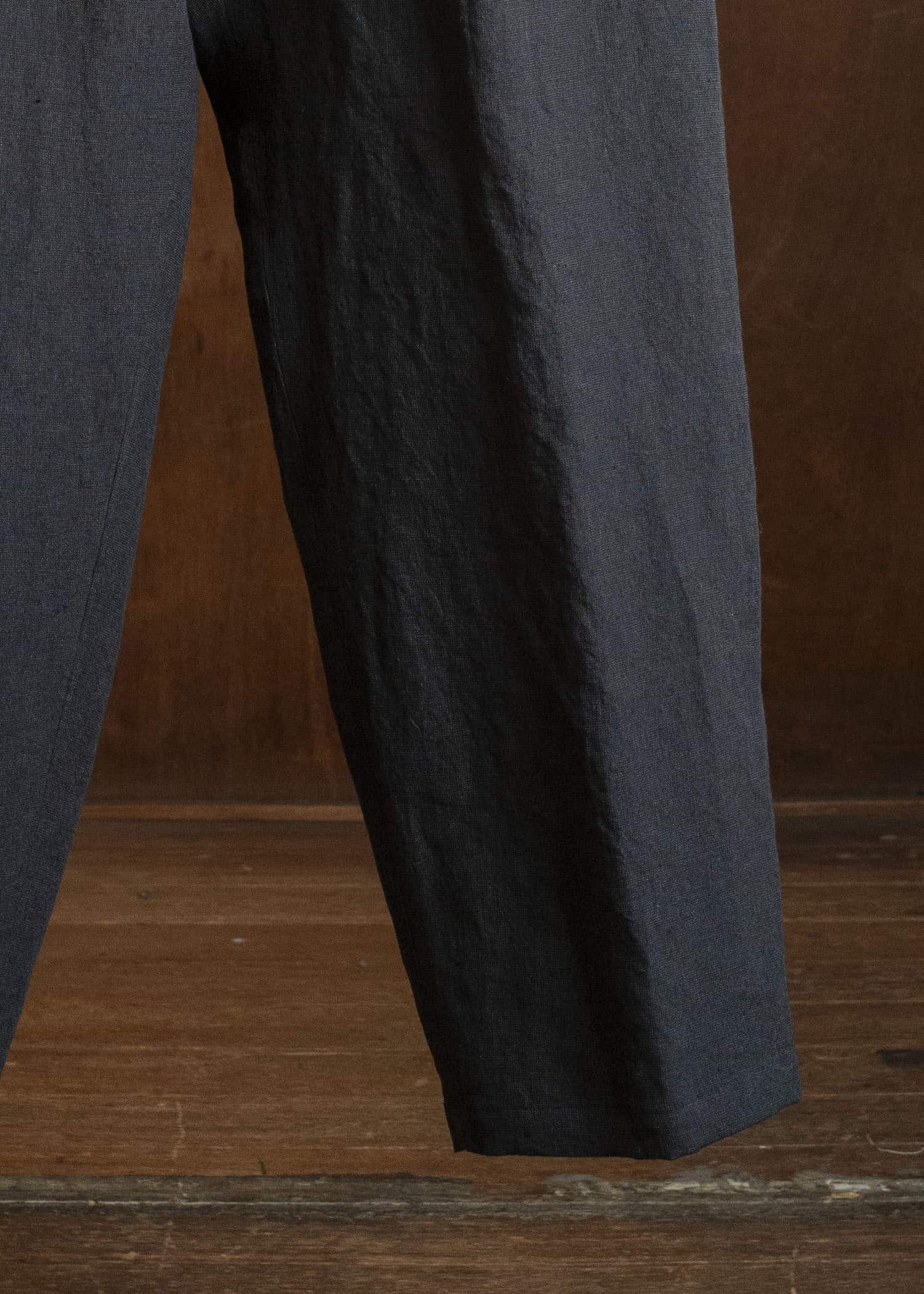 Jurgen Lehl J0162FPM502-黒茶 麻ちぢみパンツ 黒茶