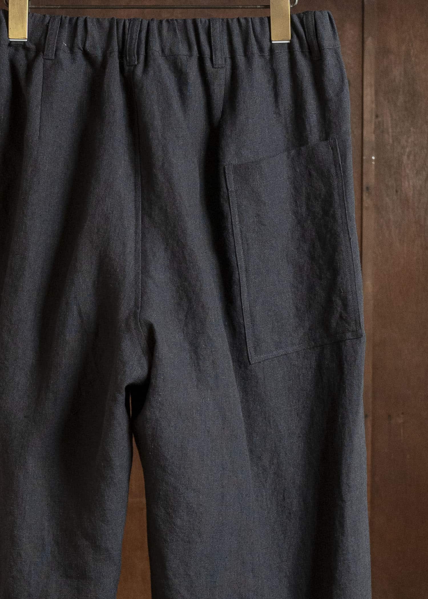 Jurgen Lehl J0162FPM502-黒茶 麻ちぢみパンツ 黒茶