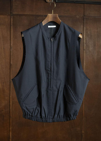 BIBLIOTHERK BR-OT06-SS26-01 FRAYED VEST NAVY