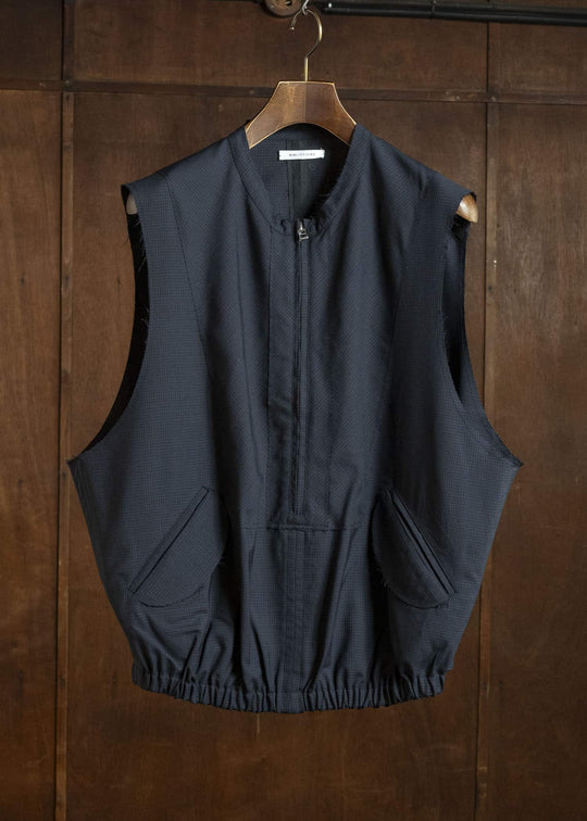 BIBLIOTHERK BR-OT06-SS26-01 FRAYED VEST NAVY