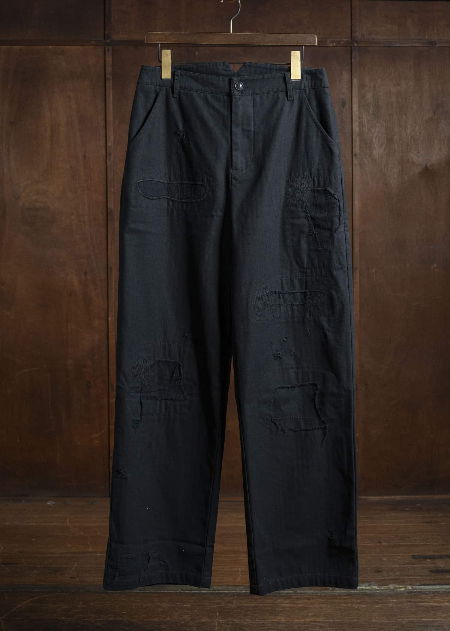 Professor.E DISTRESSED WORK PANTS BLACK 25FW-PE-TRL-02