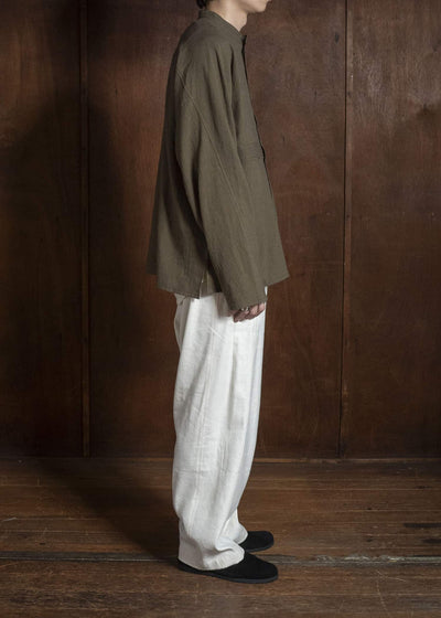 shi shi 25F1S1DB SASHIKO-wide shirt FOREST