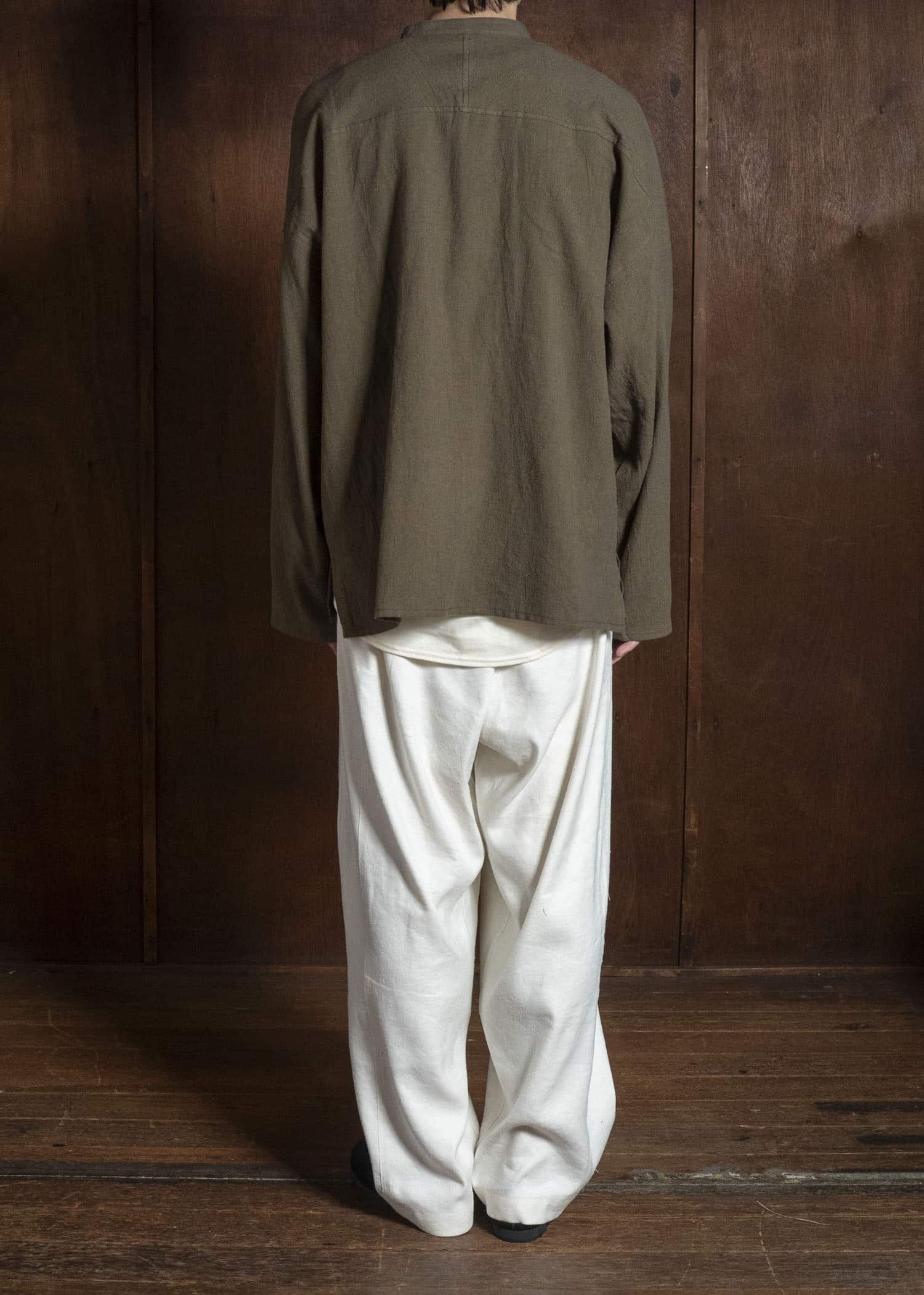 shi shi 25F1S1DB SASHIKO-wide shirt FOREST