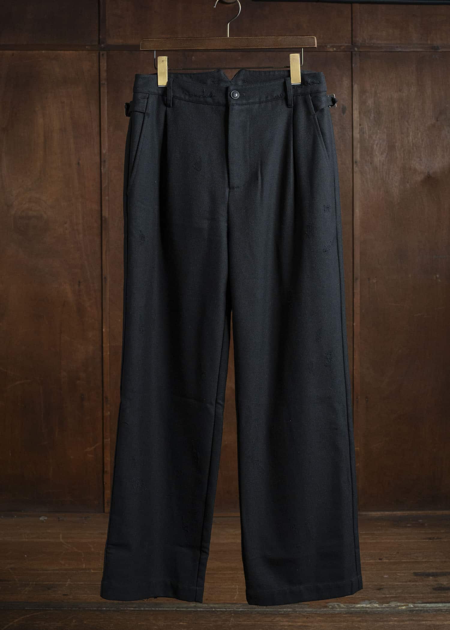 Professor.E DISTRESSED WOOL PANTS BLACK 25FW-PE-TRL-01
