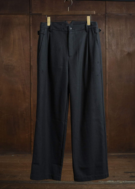 Professor.E DISTRESSED WOOL PANTS BLACK 25FW-PE-TRL-01
