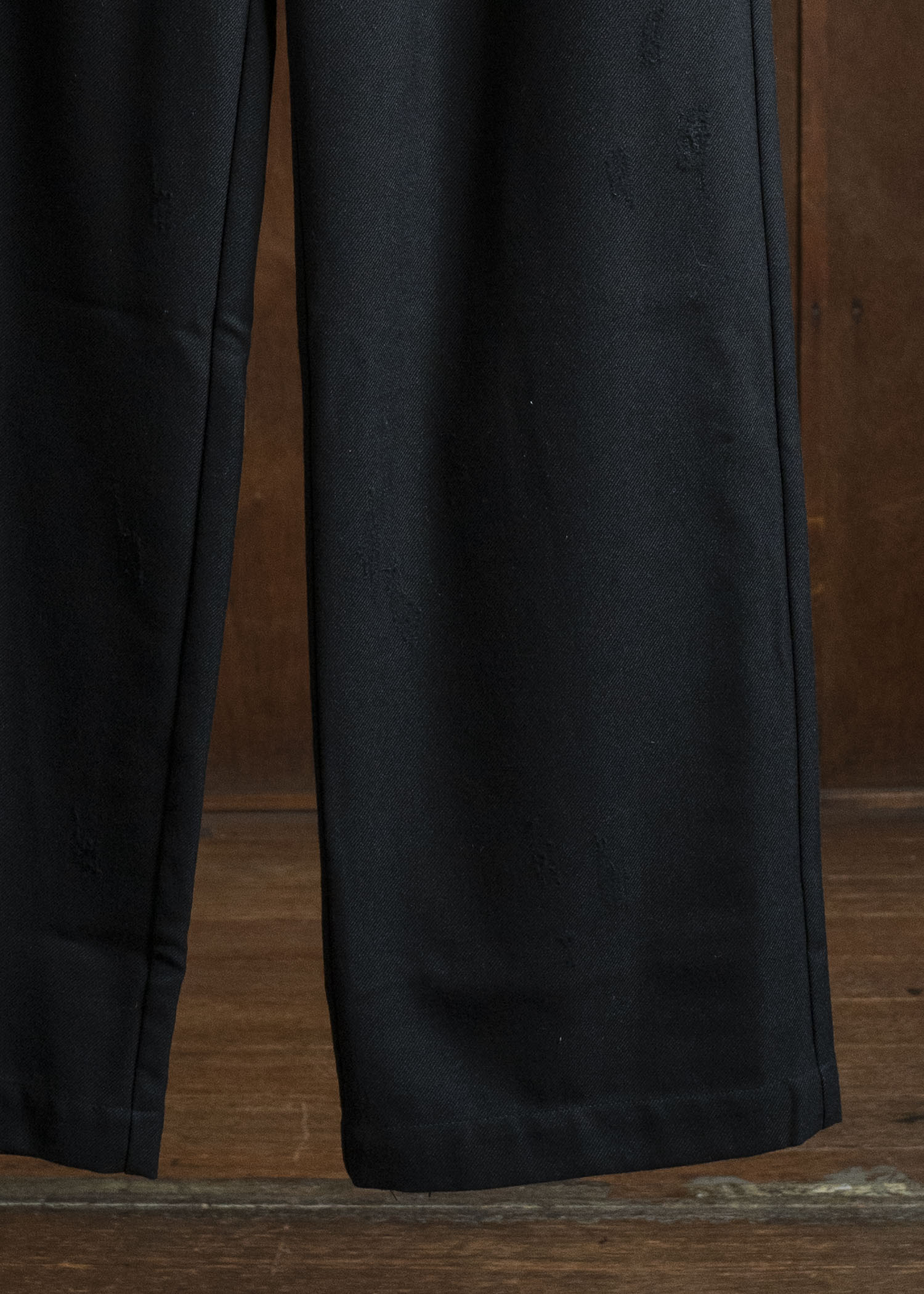 Professor.E DISTRESSED WOOL PANTS BLACK 25FW-PE-TRL-01