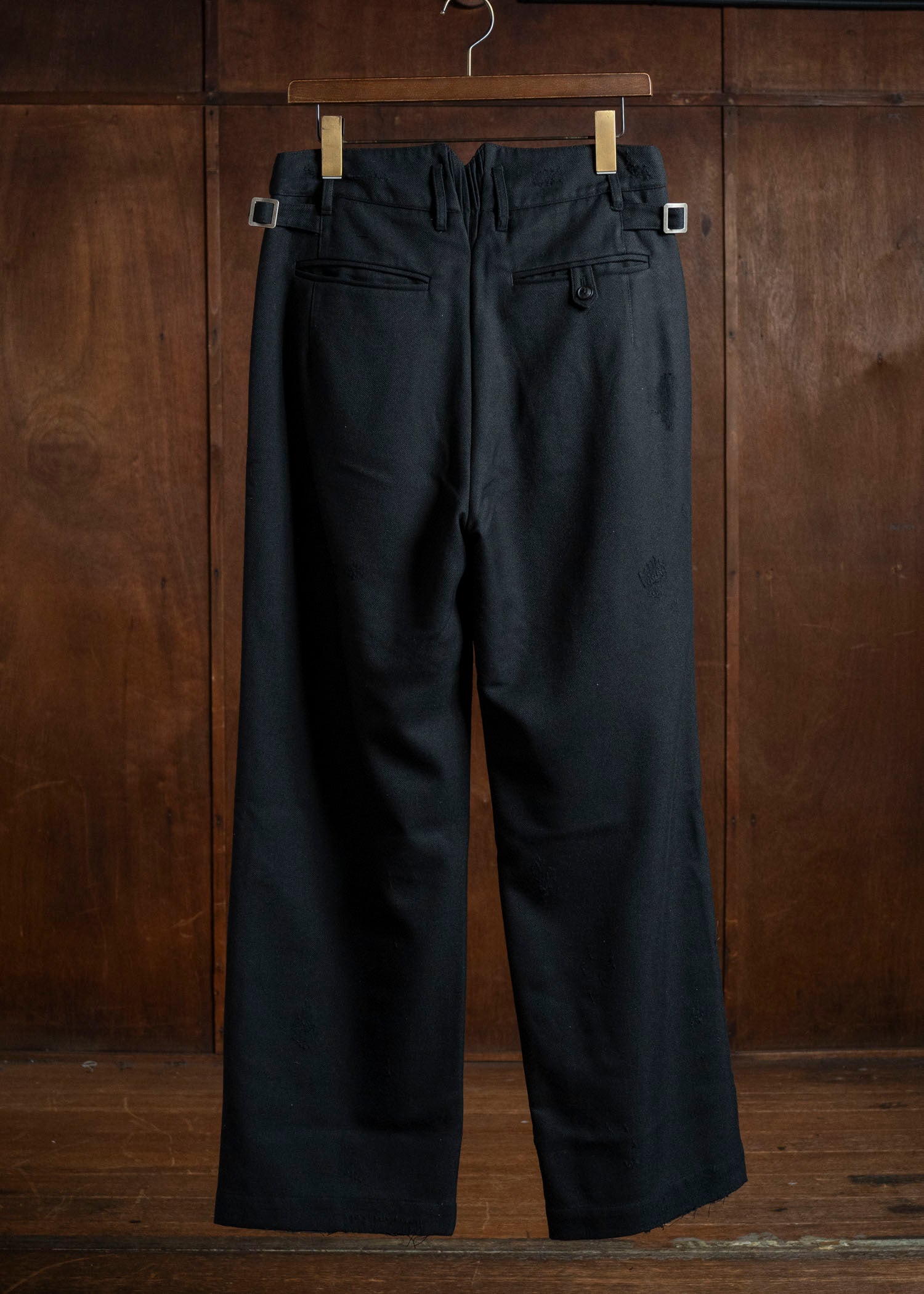 Professor.E DISTRESSED WOOL PANTS BLACK 25FW-PE-TRL-01