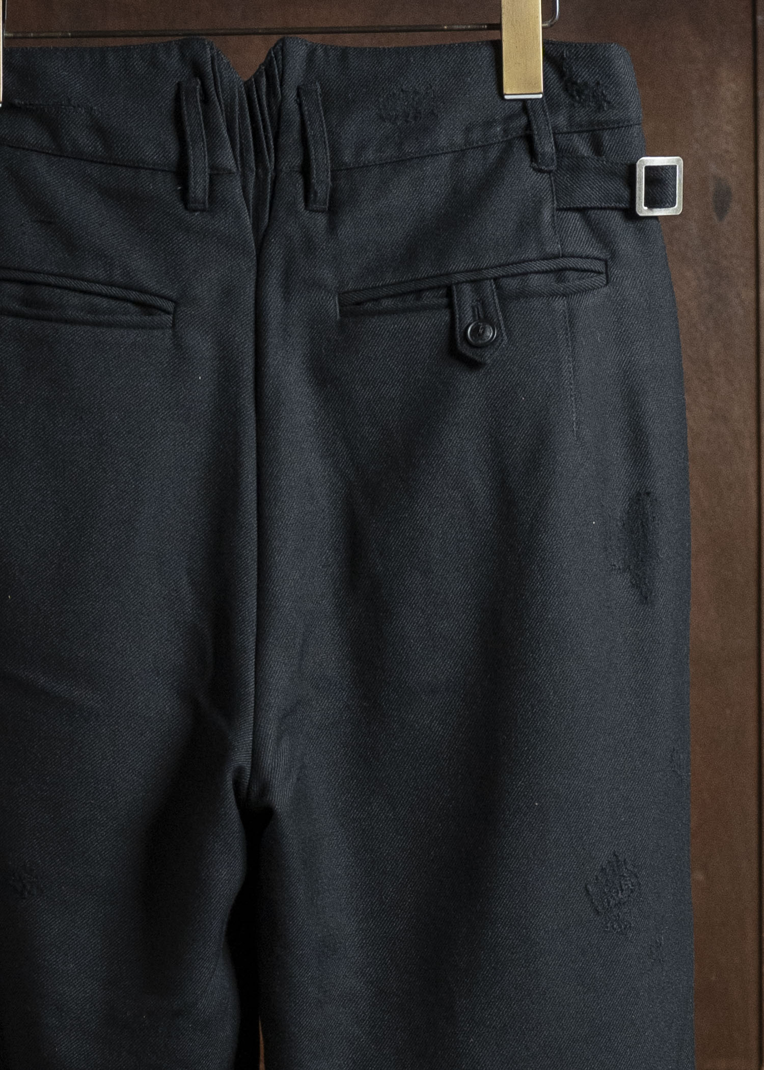 Professor.E DISTRESSED WOOL PANTS BLACK 25FW-PE-TRL-01