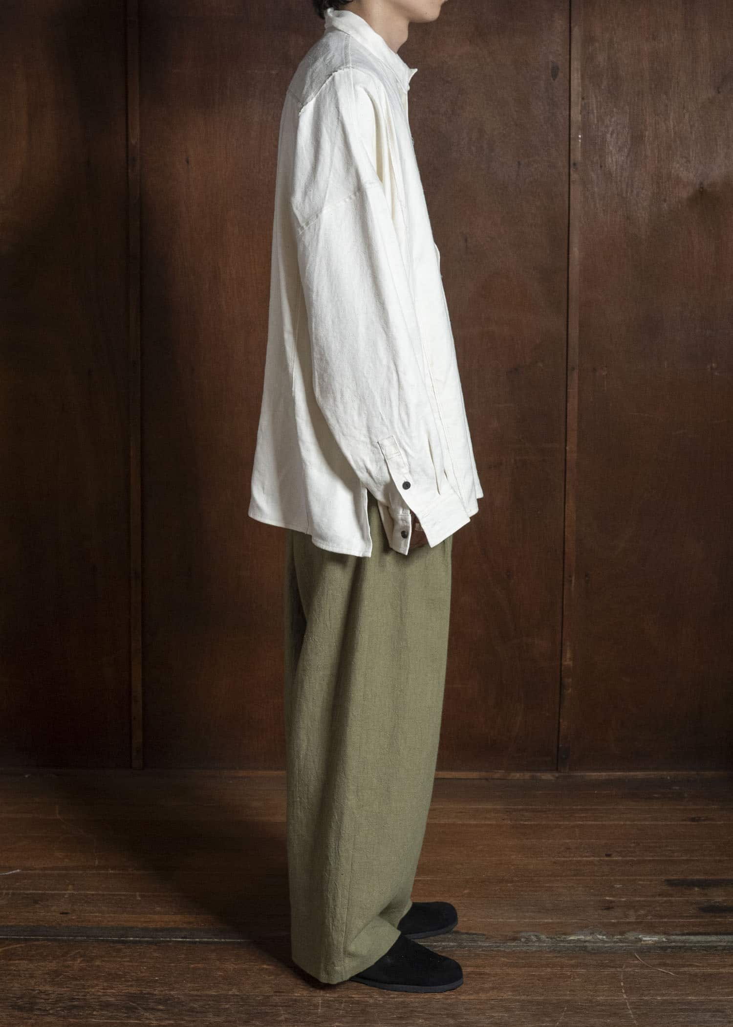 shi shi 26S2P2KH OGRE-wide tapered trousers KH