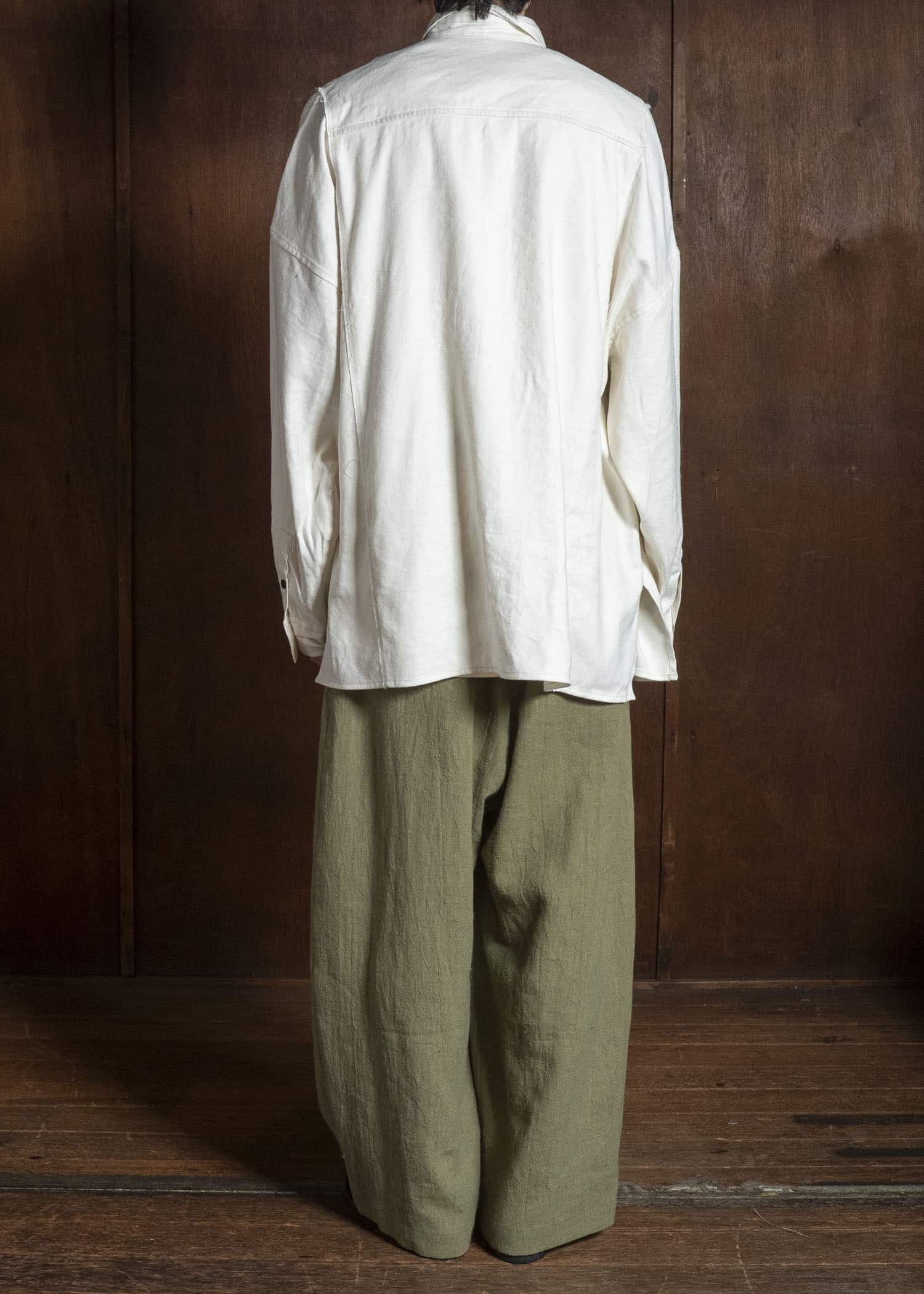 shi shi 26S2P2KH OGRE-wide tapered trousers KH