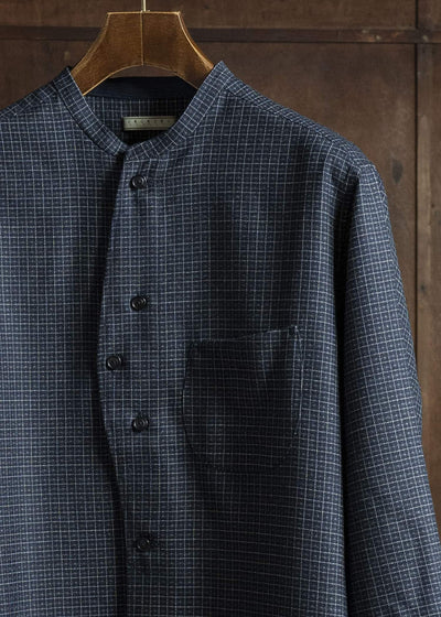 Gorsch 13-2ND-SHCO-VIN Vintage Wool Check Shirt Coat Navy Check