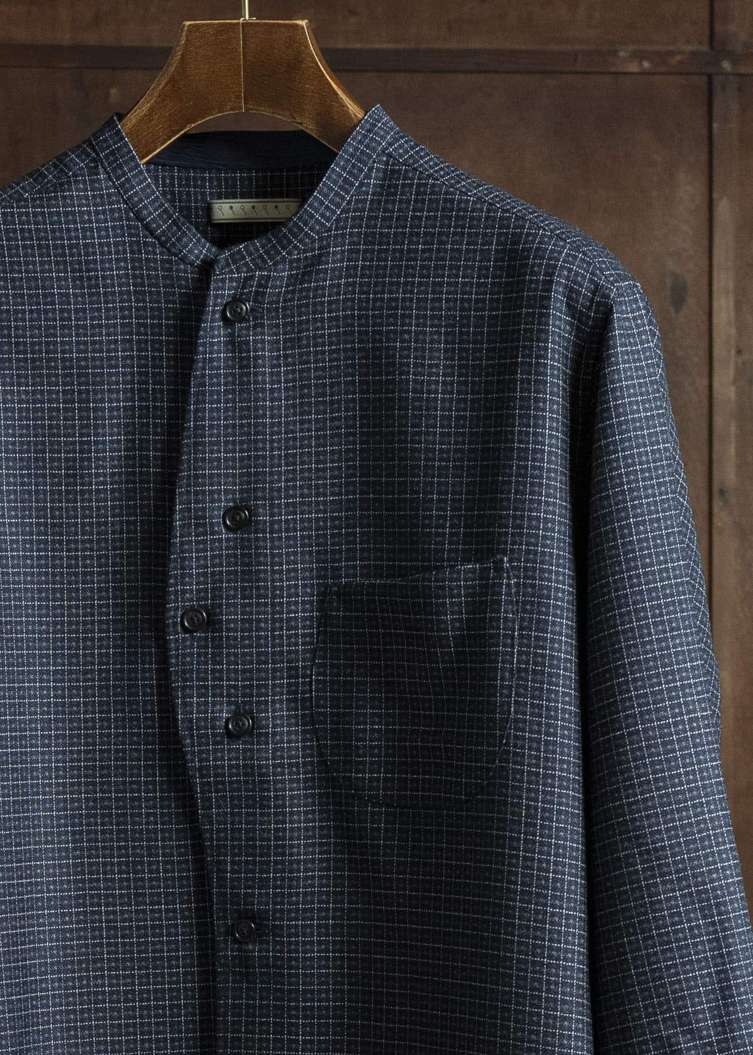 Gorsch 13-2ND-SHCO-VIN Vintage Wool Check Shirt Coat Navy Check