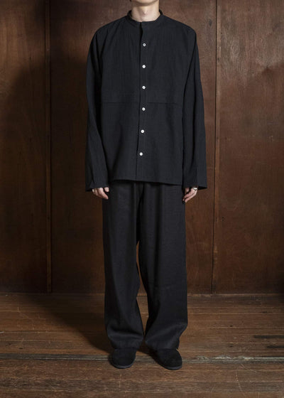 shi shi 25F1S1BK SASHIKO-wide shirt BLACK