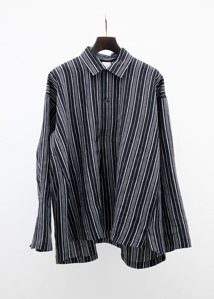 JAN-JAN VAN ESSCHE "SHIRT#94" LOOP COLLAR MID LENGTHSHIRT CONTRAST STRIPE