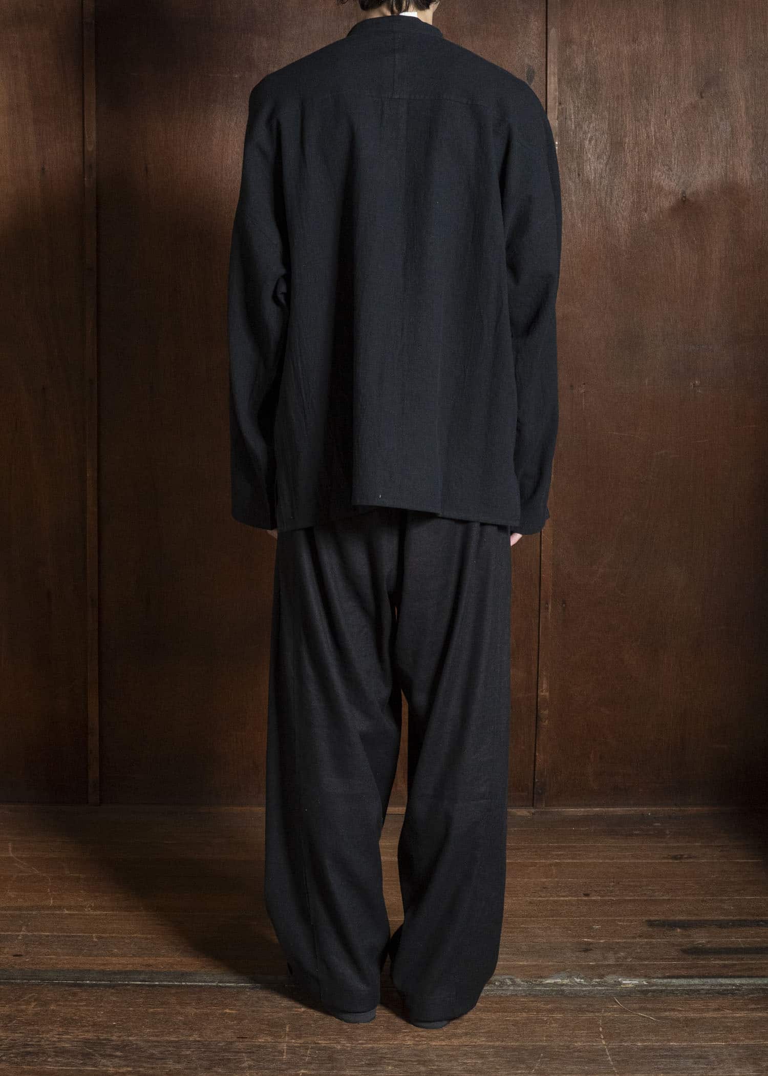 shi shi 25F1S1BK SASHIKO-wide shirt BLACK