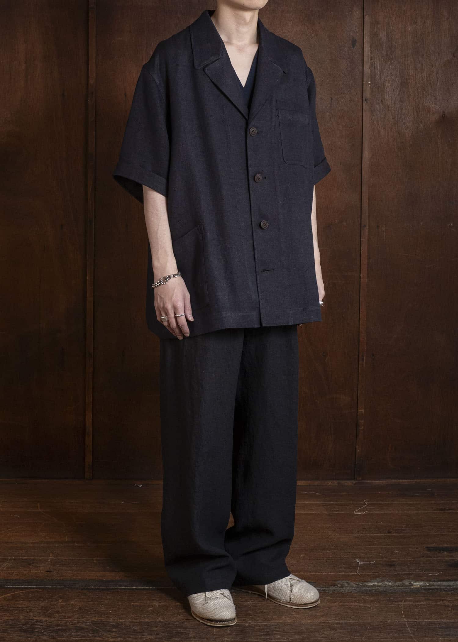 Gorsch #141ST-JK06 Wide Short Sleeve Peacked Jacket Navy Brown