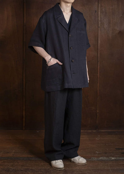 Gorsch #141ST-JK06 Wide Short Sleeve Peacked Jacket Navy Brown