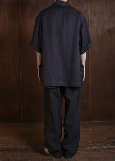 Gorsch #141ST-JK06 Wide Short Sleeve Peacked Jacket Navy Brown