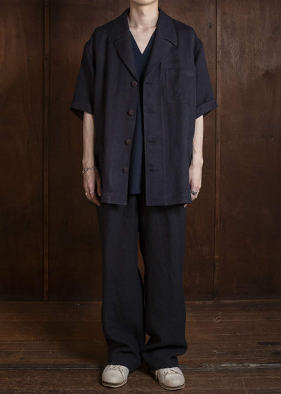 Gorsch #141ST-JK06 Wide Short Sleeve Peacked Jacket Navy Brown