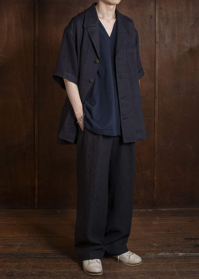 Gorsch #141ST-JK06 Wide Short Sleeve Peacked Jacket Navy Brown