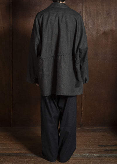 shi shi 26S1P1BK KYU BI-wide straight trousers BK