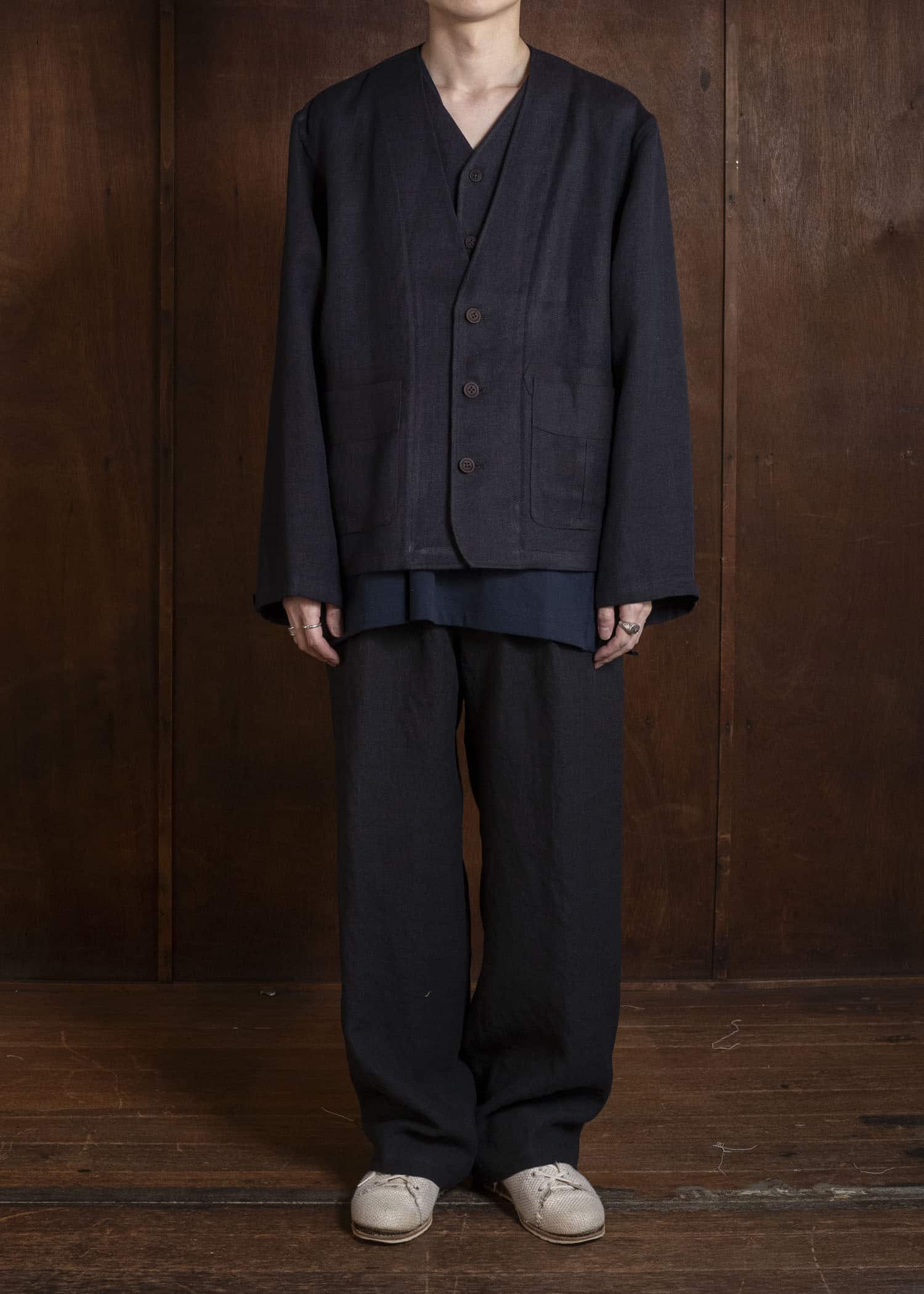 Gorsch #141ST-JK08 Layered Front Jacket Navy Brown