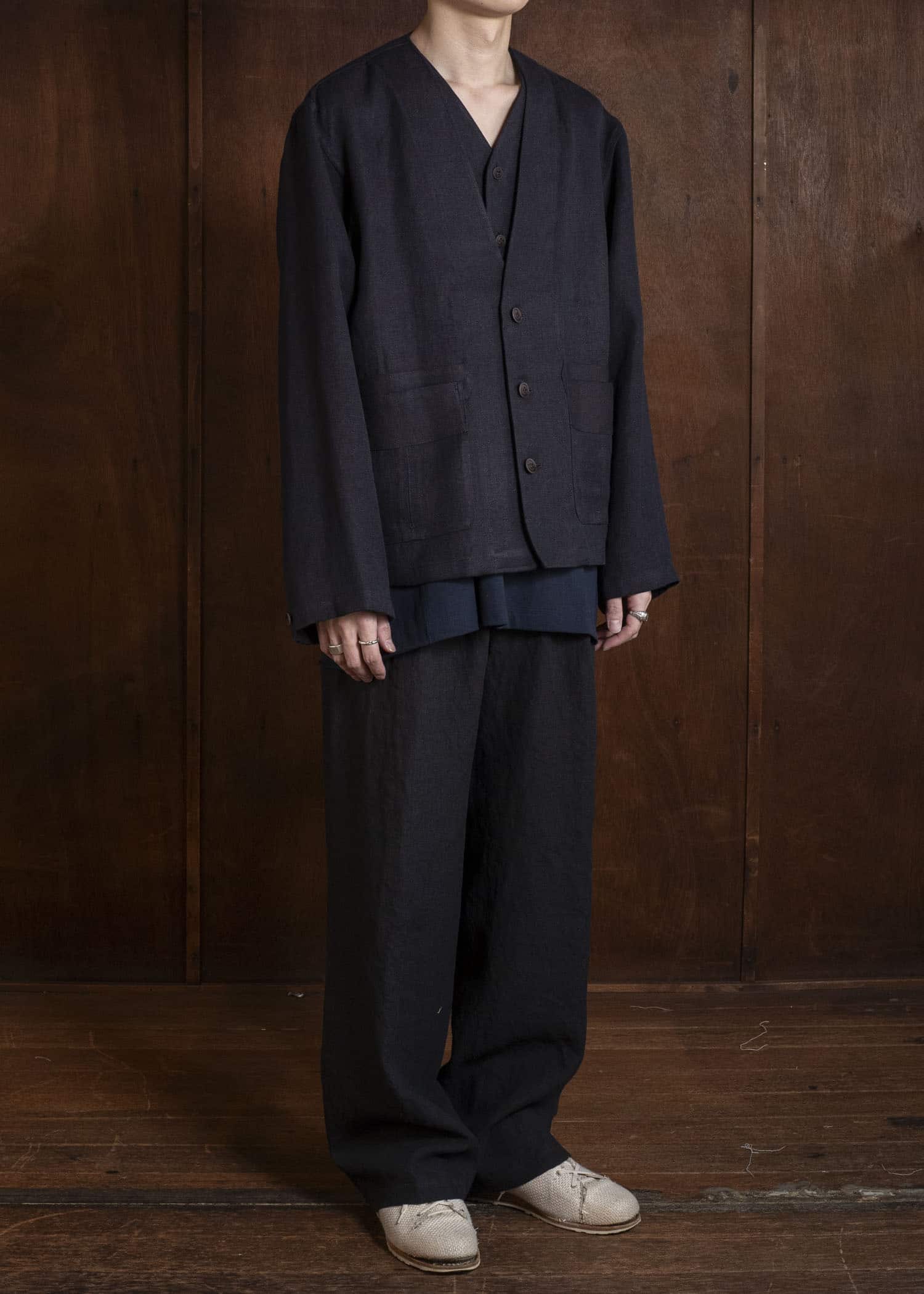 Gorsch #141ST-JK08 Layered Front Jacket Navy Brown