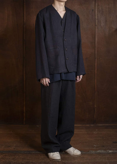 Gorsch #141ST-JK08 Layered Front Jacket Navy Brown