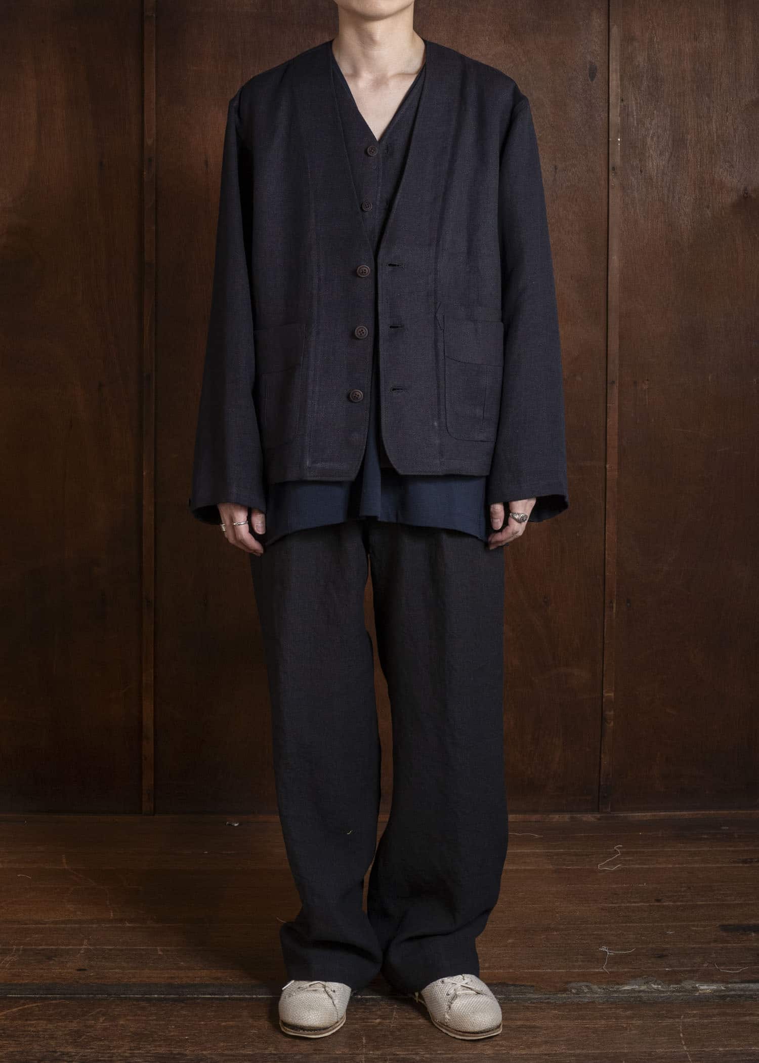 Gorsch #141ST-JK08 Layered Front Jacket Navy Brown