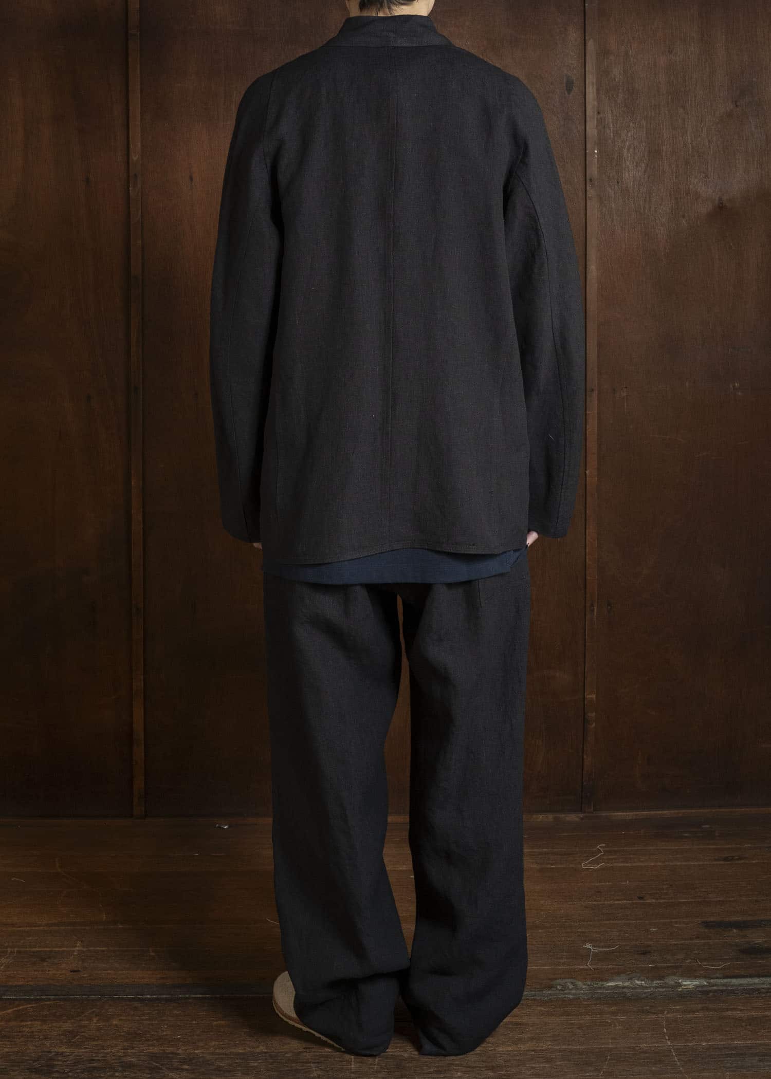 Jurgen Lehl J0162FJM502-黒茶 麻ちぢみ ジャケット 黒茶