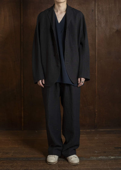 Jurgen Lehl J0162FJM502-黒茶 麻ちぢみ ジャケット 黒茶