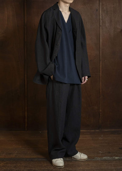 Jurgen Lehl J0162FJM502-黒茶 麻ちぢみ ジャケット 黒茶