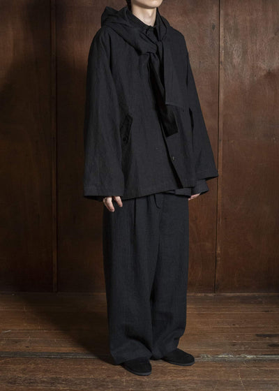 shi shi 26S2P2BK OGRE-wide tapered trousers BK