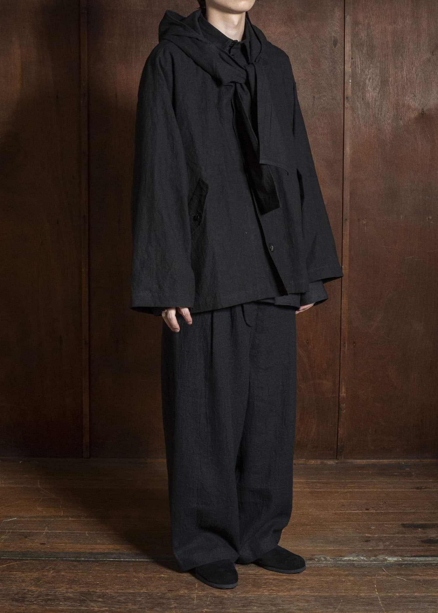 shi shi 26S1T1BK HOKKABURI-hoodie jacket BK
