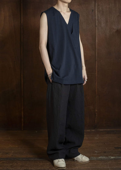 Jurgen Lehl J0162UBM501 - Dark Navy Cotton Slub Jersey Sleeveless Top Dark Navy