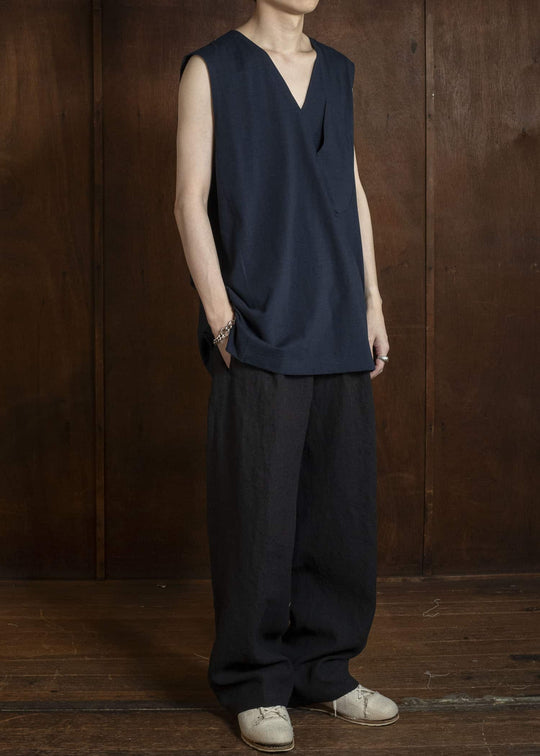 Jurgen Lehl J0162UBM501 - Dark Navy Cotton Slub Jersey Sleeveless Top Dark Navy