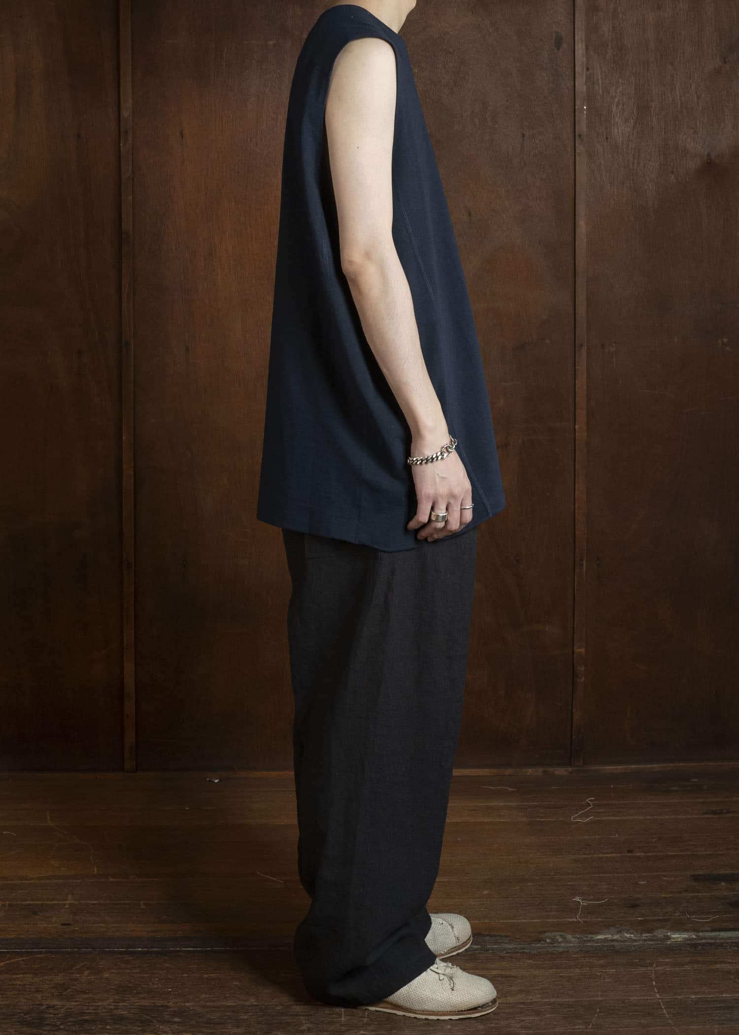 Jurgen Lehl J0162UBM501 - Dark Navy Cotton Slub Jersey Sleeveless Top Dark Navy