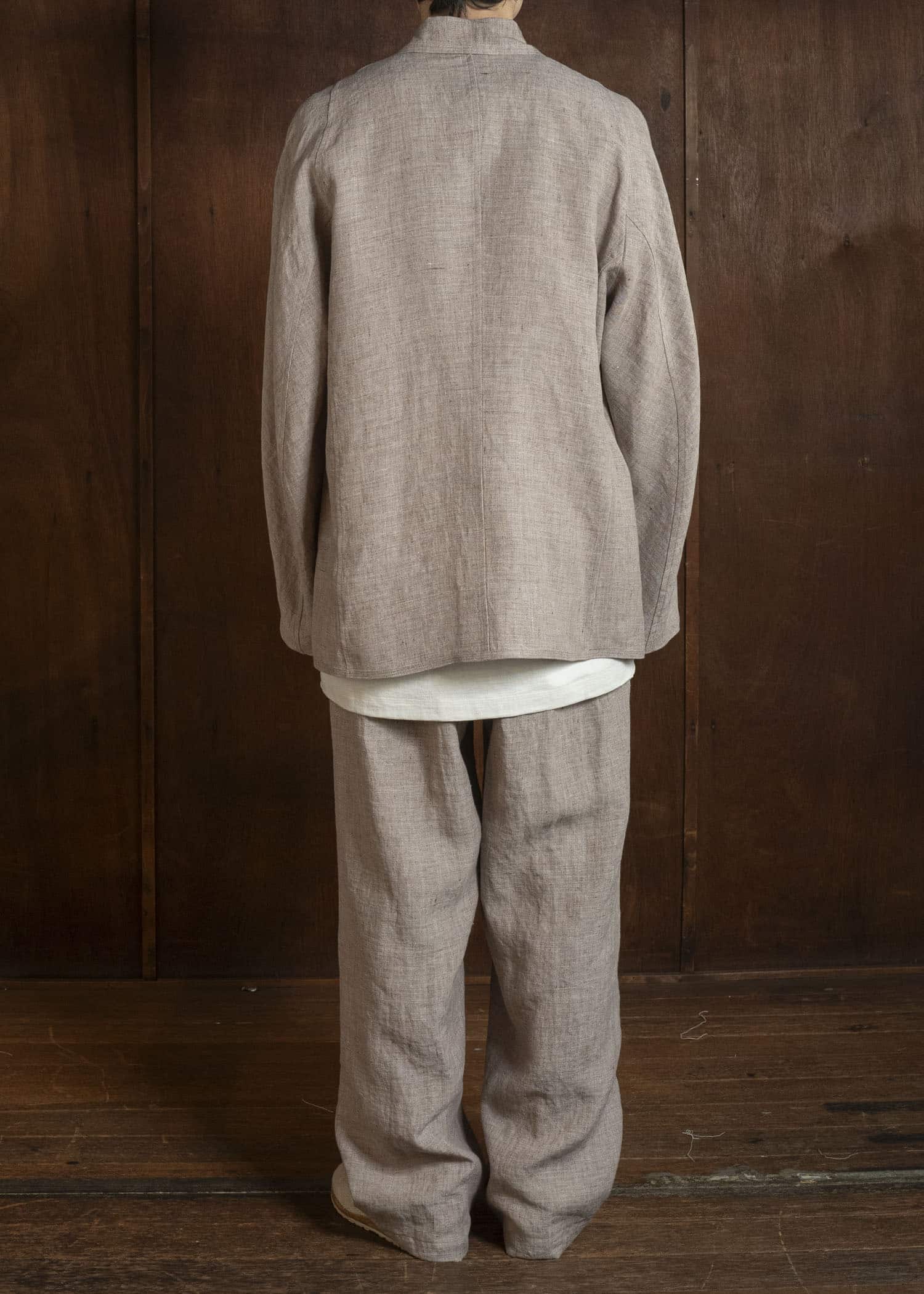 Jurgen Lehl J0162FJM502-うす茶 麻ちぢみ ジャケット うす茶