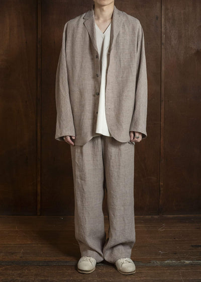 Jurgen Lehl J0162FPM502-うす茶 麻ちぢみパンツ うす茶